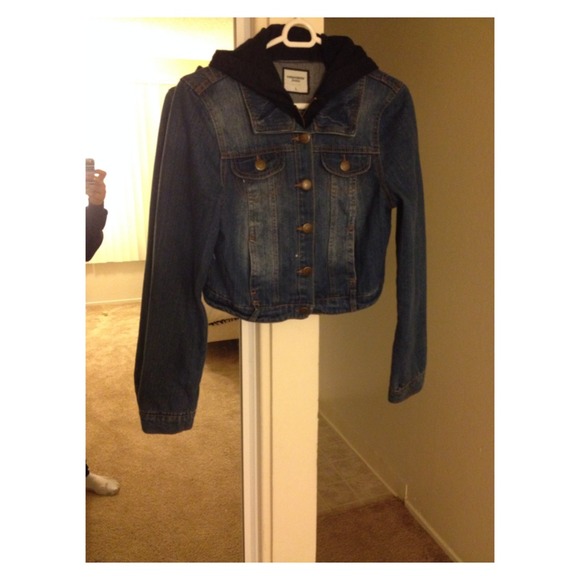 Jean jacket w/ built in hood.