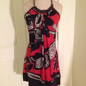 Orange and brown summer halter dress