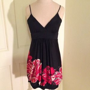 Black and red hibiscus flower dress