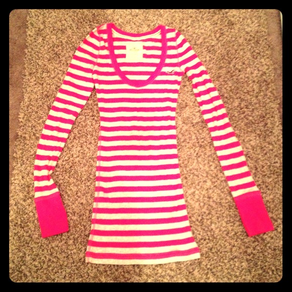 NWOT pink and gray striped fitted sweater - Picture 1 of 3