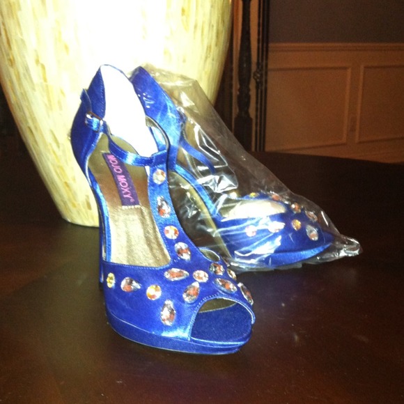 Royal Blue Diamond Rhinestone Dress Heel