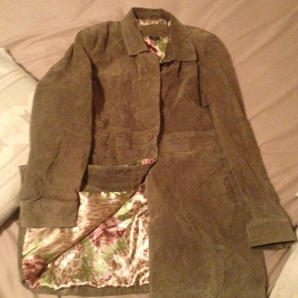 PRACTICALLY A GIVE-AWAY! Green sueded leather coat