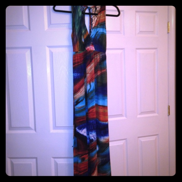 Sexy tie-dye Maxie with lace keyhole back NWOT
