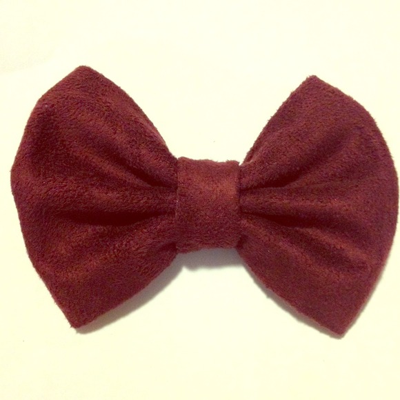 Suede dark burgundy/brown hair bow
