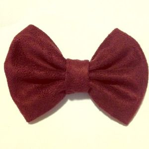 Suede dark burgundy/brown hair bow