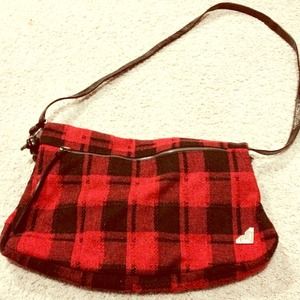 Roxy red plaid messenger bag