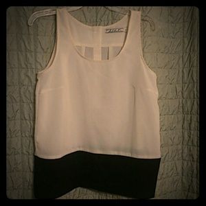 Cream and black color block tank top!