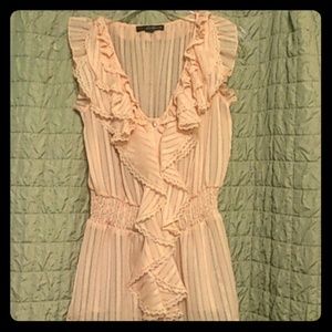 Pale pink organza ruffled top
