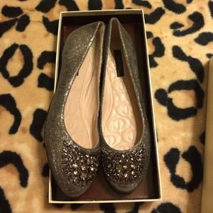 Joan&David silver jeweled flats