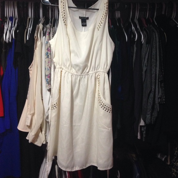 summer white with gold detail dress