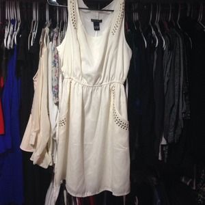 summer white with gold detail dress