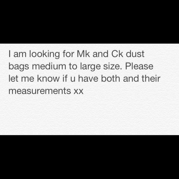 Looking for mk and ck dust bags