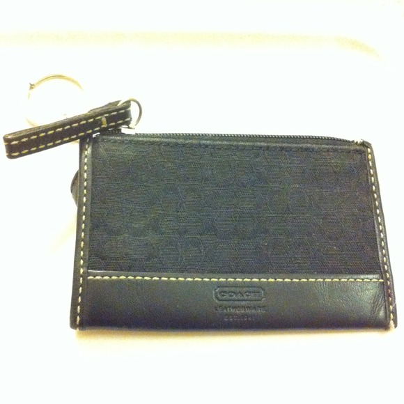 Coach black monogram card holder