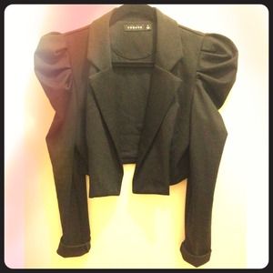 Black Puff Shoulder Blazer