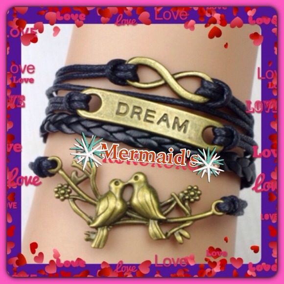 FALLOW YOUR DREAM BRASS CHARMS BLACK WRAP LEATHER - Picture 2 of 2