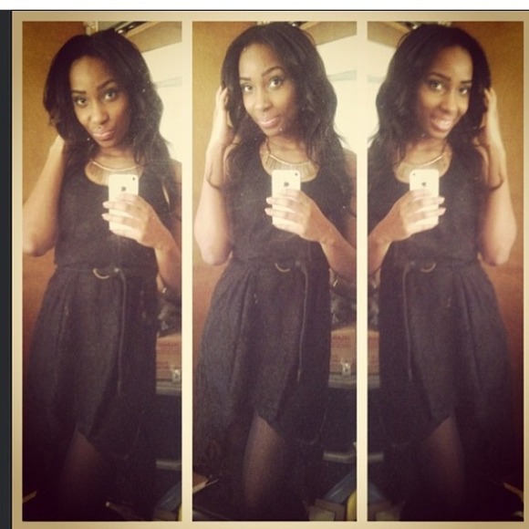 Black lace high low dress