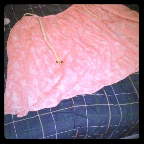 Peach and tan colored double layer flare skirt