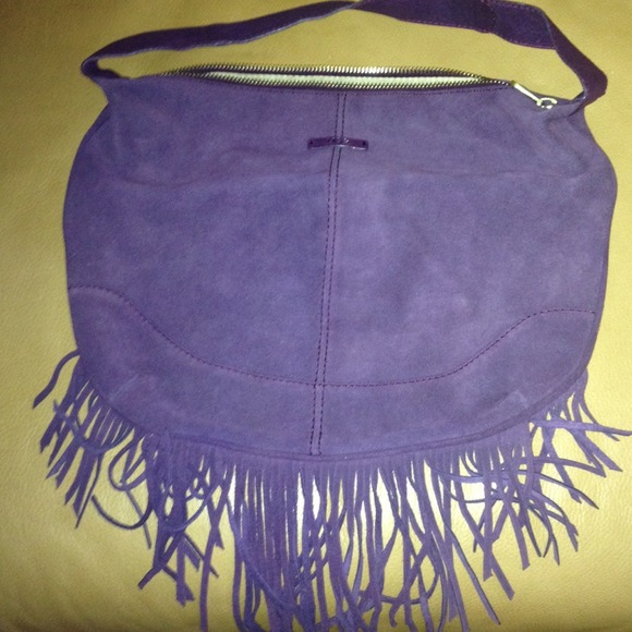 Suede purple handbag
