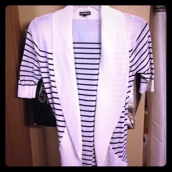 Black and white striped cardi