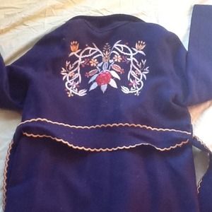 Beautiful embroidered wool blue jacket