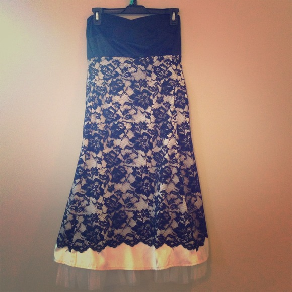 Black and ivory lace part dress