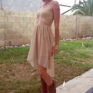 Tan lace dress