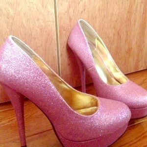 Pink glitter high heels