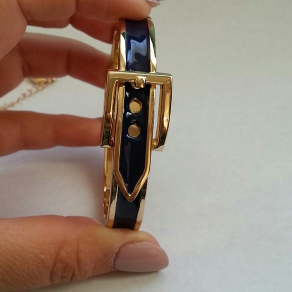 Dark blue enameled buckel bracelet. - Picture 2 of 3