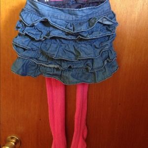 Jean ruffle skirt and gap tunic sweater