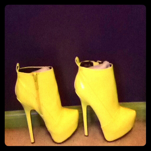 Neon yellow booties