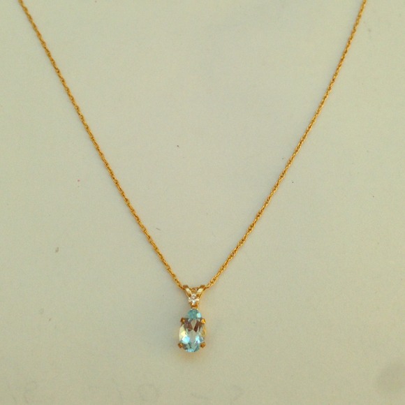 🎈Final Sale🎈 10K light Blue Topaz & 10K GF Chain