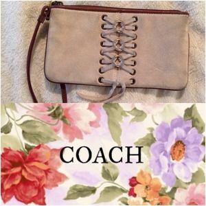 Tan Suede Coach Wristlet