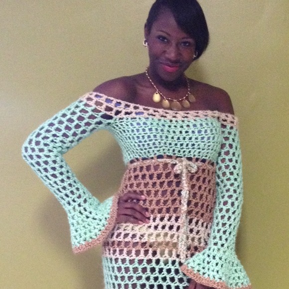 off the shoulder crochet dress