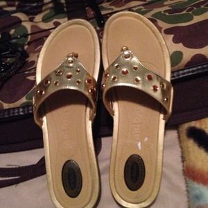 Gold jeweled sandals