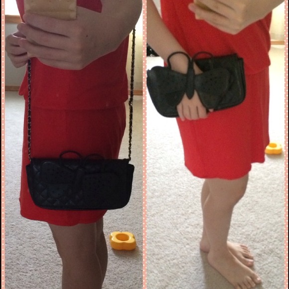 Black plaid butterfly clutch - Picture 4 of 4