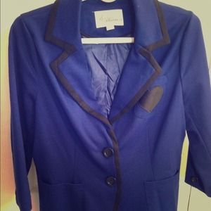 Midnight Blue Blazer Jacket With Black Trim