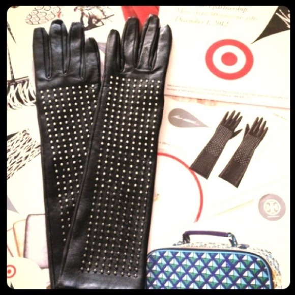 Brian Atwood studded leather gloves