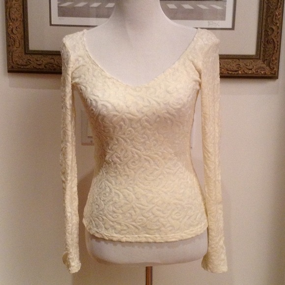 bebe Tops - 🎉Cream, long sleeved stretch top🎉 HP 5/25/14