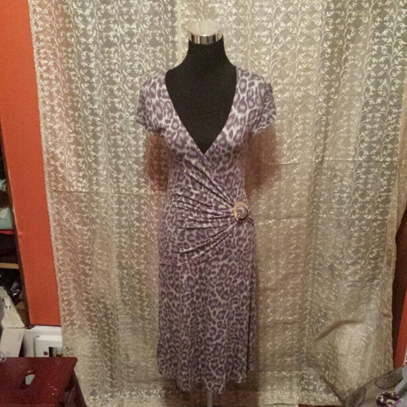 Light gray leopard print wrap dress