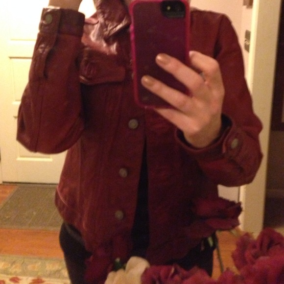 GAP Outerwear - Gap red leather jacket, size XS NWOT