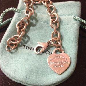 Authentic Tiffany's chain link bracelet & key ring