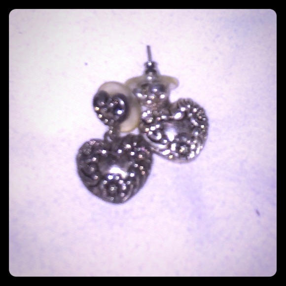 Silver heart earrings