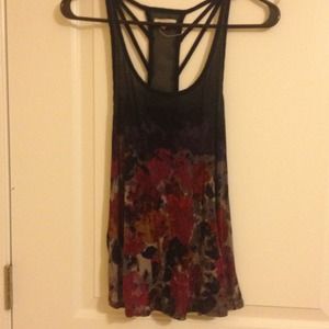 UrbanOutfitters Floral Tank w/ Design +Sheer Panel