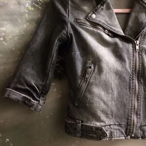 Zara Jackets & Coats - Distressed Denim Moto Jacket in Grey Zara Jackets & Coats - Distressed Denim Moto Jacket in Grey