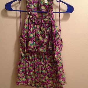 Silk peplum anthro blouse