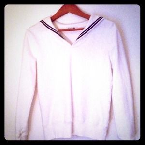 Size S-Women's long sleeve white sailor sweater.