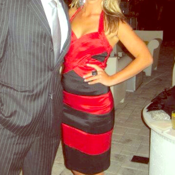 Va va boom black and red striped dress!