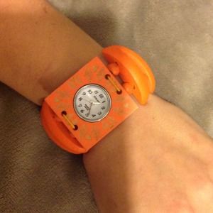Orange wood fashion watch