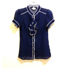 Dark Blue Ruffle Top