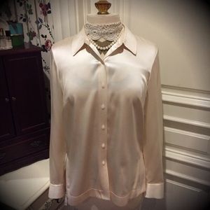 NWOT SILK Nude Button up Blouse Top Shirt